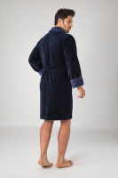 Чоловічий велюровий короткий халат Nusa темно – синій