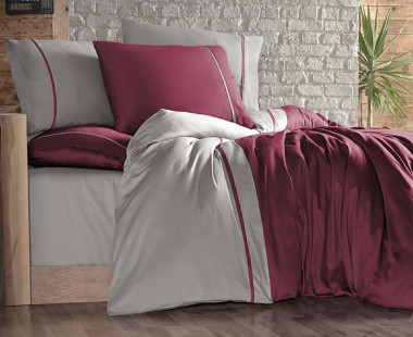 Постільна білизна First Choice Cotton Satin 200 х 220 см Duet Style Red-Beige