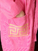 Махровый женский халат Kayra с капюшоном (Розовый)