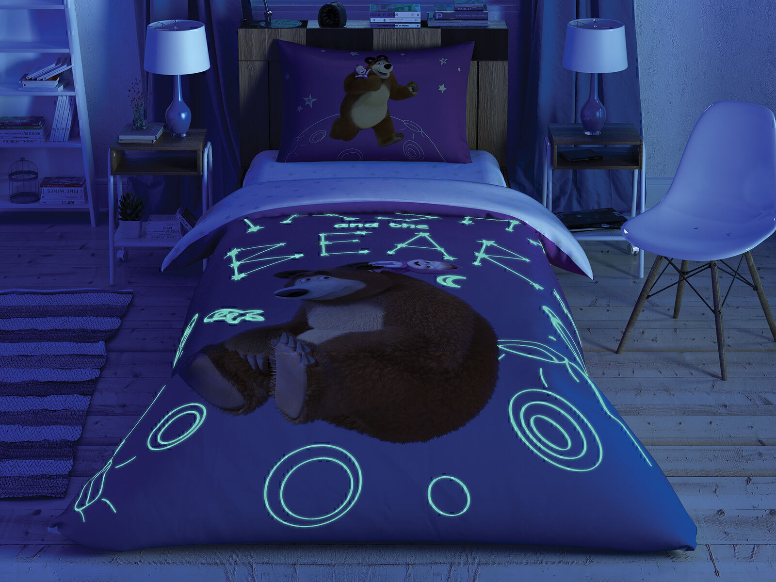 Постельное белье TAC Disney 160×220 см Masha and the Bear Galaxy