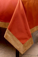 Скатерть Kayra “Carmen” тафта с шениловым кантом 165×300 cм (Терракотовая)