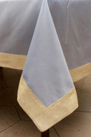 Cкатертина Kayra “Carmen” тафта з шеніловим кантом 165×300 cм (Блакитна)