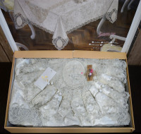 Велюровая скатерть с ранером Selin Gamze Set 160×350+12 салфеток