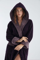 Жіночий халат Nusa махровий з капюшоном (Фіолетовий)
