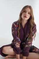Жіночий сатиновий халат Nusa утеплений (Фіолетовий)