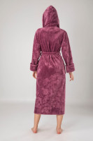 Жіночий халат Nusa махровий довгий, з капюшоном (Фуксія)